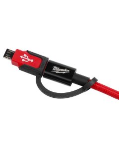 Milwaukee Tool 3 Foot USB-C and 2.1A Wall Charger with Micro USB Adaptor