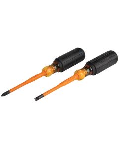 KLE33736INS image(0) - Klein Tools Screwdriver Set, 1000V Slim-Tip Insulated and Magnetizer, 6-Piece
