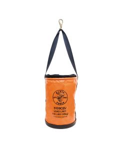 KLE5109PS image(0) - Klein Tools Canvas Bucket, Wide Straight-Wall with Pocket, Swivel Snap, 12-Inch