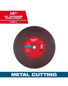 MLW49-94-0068 image(1) - Milwaukee Tool 14" x 1/8" x 20mm Metal Cut Off Wheel -Type 1