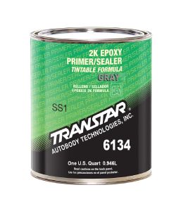 Transtar Autobody Products 6134 - 2K Epoxy Primer Sealer/Groundcoat - 1 qt Can - Gray - 1:1:10 Mixing - 520 sq-ft/ Gallon at 1 mil Coverage