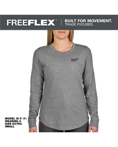 MLWF552G-S image(1) - Milwaukee Tool Womens FREEFLEX Hybrid Tee - Long Sleeve Gray S