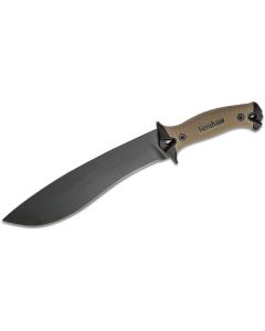 KER1077TAN image(1) - Kershaw Camp 10 Recurve Fixed Blade Machete with Nylon Sheath - Tan/Black