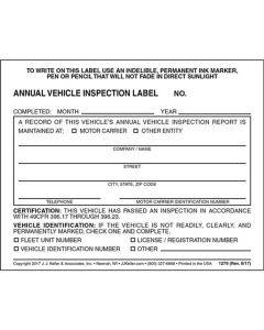 TMRDOTLABELS image(0) - Tire Mechanic's Resource Annual Vehicle Inspection Label - Vinyl w/ Mylar L