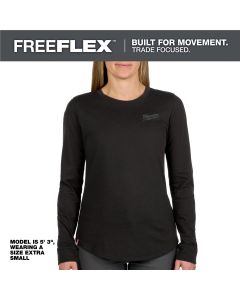 MLWF552B-2X image(0) - Milwaukee Tool Womens FREEFLEX Hybrid Tee - Long Sleeve Black 2X