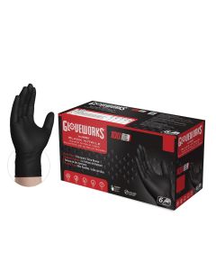 Gloveworks Gloves Heavy Duty Black Nitrile Med