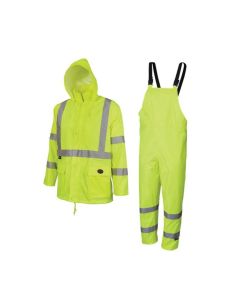 SRWV1080360U-S image(0) - Pioneer 150D Oxford Poly/PVC Waterproof Rainsuit  - Color:  Hi-Viz Yellow/Green  - Size: S