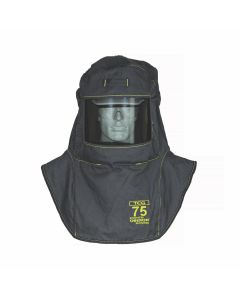 OBERON Hood with A4 Hard Hat Adapters - Arc Flash - 75 Cal TCG - Color: Black - Window: True Color Grey (TCG)