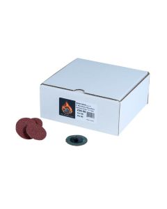 HIT236-50 image(0) - High Teck Products 236-50 R-Style Disc, 2 in Dia, 36 Grit, Aluminum Oxide, Polymer Backing
