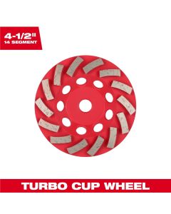 Milwaukee Tool 4-1/2 inch DIAMOND MAX Turbo Diamond Cup Wheel - 14 Segment