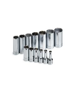 S K Hand Tools SOCKET SET 3/8IN. DRIVE 13PC SAE DEEP 12 POINT