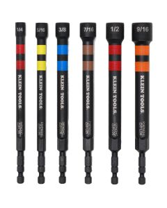 Klein Tools Magnetic Power Nut Setters, 4-Inch Shaft, 6-Piece