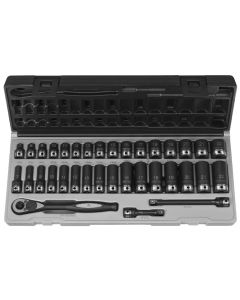 Grey Pneumatic 3/8" Drive 35 Piece Metric Std & Deep Duo-Socket Set - 6 Point
