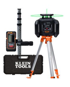 KLE93RLS image(0) - Klein Tools Green Rotary Laser Level, Self-Leveling with Plumb Spot and Tripod