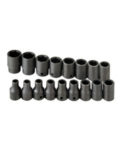S K Hand Tools SOCKET SET IMPACT 1/2IN. DRIVE 17PC MET STD 6 PT