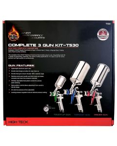 High Teck Products T530 Performance Series Complete 3-Gun HVLP Paint and Touch Up Set, Aluminum