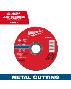 MLW49-94-0003 image(0) - Milwaukee Tool 4-1/2" x .045" x 7/8" Metal Cut Off Wheel -Type 1