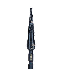 KLEQRST01 image(0) - Klein Tools Step Drill Bit, Quick Release, Double Spiral Flute, 1/8 to 1/2-Inch