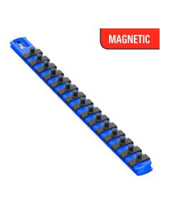 ERN8417M image(0) - Ernst Mfg. 13 Inch Magnetic Socket Organizer with 15 Twist Lock Clips - 1/4 Inch - Blue