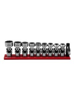 VIMDDSUJ400 image(0) - VIM Tools 9 PC. 12-PT DUAL DRIVE STUBBY UJ SAE SOCKET SET - 1/4” X 11MM DR.