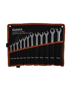 SUNEX 12 Pc. Metric Full Polish V-Groove Combination Wre