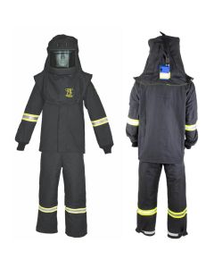 OBRTCG75B-5XL image(0) - OBERON Suit Kit - Arc Flash - 75 Cal TCG - Comes with Hood, Coat and Bib Coveralls - Color: Black - Size: 5XL