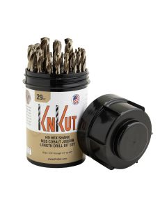 KnKut KnKut 29 Piece Drill Buddy HD Hex Shank M35 Cobalt Jobber Length Drill Bit Set 1/16-inch-1/2-inch by 64ths