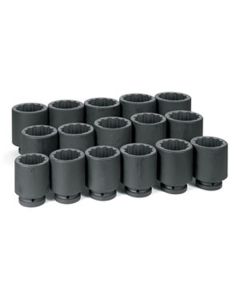 Grey Pneumatic 1" Drive 16 Piece Deep Fractional Set 2-1/16" to 3" - 12 Point