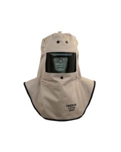 OBRCAT4-C image(0) - OBERON Hood with Hard Cap - Arc Flash - 40 Cal CAT - Color: Khaki - Window: True Color Grey (TCG)