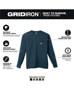 MLW606BL-2X image(3) - Milwaukee Tool GRIDIRON Pocket T-Shirt - Long Sleeve Blue 2X
