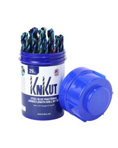 KNK29KK15DB image(0) - KnKut 29 Piece Drill Buddy Steel Blue Jobber Length Drill Bit Set 1/16" - 1/2" by 64ths
