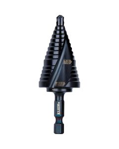 Klein Tools Step Drill Bit, Quick Release, Double Spiral Flute, 7/8 to 1-1/8-Inch