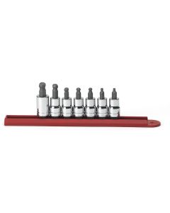 KDT80586 image(1) - GearWrench 7 Piece 3/8 Inch Drive Ball End Hex Bit SAE Socket Set