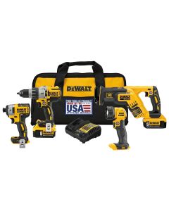 DWTDCK494P2 image(0) - DEWALT 20V MAX* XR Cordless Drill Combo Kit, 4-Tool