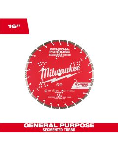 Milwaukee Tool 16 inch DIAMOND MAX Segmented Turbo General PurposeDiamond Blade