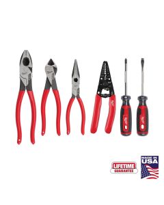 MLWMT500-6 image(0) - Milwaukee Tool 6 PC. Dipped Grip Cutting Pliers, Wire Stripper, & Cushion Grip Screwdrivers Set (USA)