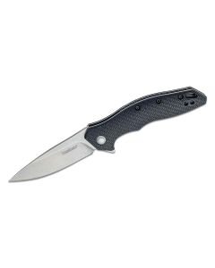 KER1845 image(1) - Kershaw Shoreline Assisted Open Liner Lock Drop Point Blade EDC Folding Pocket Knife with Stonewashed Finish- Black