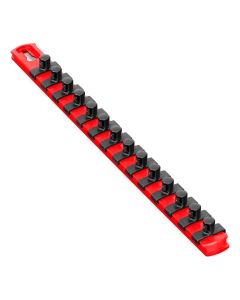 Ernst Mfg. 13&rdquo; Magnetic Socket Organizer with 14 Twist Lock Clips - Red - 3/8&rdquo;