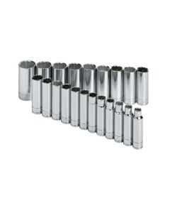 S K Hand Tools SOCKET SET 1/2IN. DRIVE 21PC METRIC DEEP 12 POINT