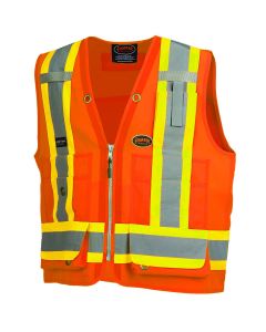 SRWV1010151U-XL image(0) - Pioneer Pioneer - Woven 150D Multi-Pocket Surveyor Vest - Hi-Vis Orange - Size XL