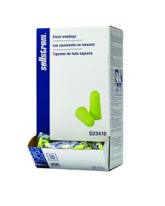 SRWS23410 image(0) - Sellstrom Sellstrom - Earplugs - Disposable - Foam Bullet Shape - Uncorded - NRR 32 - Hi-Viz Green - 200 Pair Dispenser Box