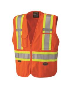 SRWV1021150U-XS image(0) - Pioneer Pioneer - Zip-Up Snap Break Away Safety Vest - Hi-Vis Orange - Size XS
