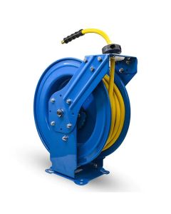 BLBOSRDA12100 image(0) - BluBird OilShield Air Hose Reel 1/2" Retractable Dual Arm Heavy Duty with Rubber Hose, 3' Lead-in Hose, 300 PSI - 100 Feet