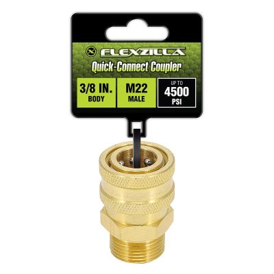 LEGPW3481 image(0) - Flexzilla Quick-Connect Coupler, 3/8" Body x M22 Male, Brass