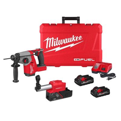 MLW2908-22DE image(0) - Milwaukee Tool M18 FUEL 5/8 inch SDS Plus Rotary Hammer with Dust Extractor Kit