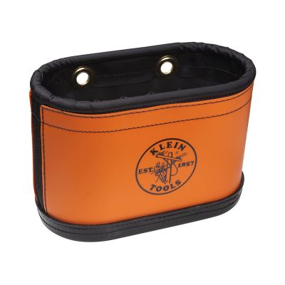 KLE5144BHHB image(0) - Klein Tools Hard-Body Bucket, 14-Pocket Oval Bucket, Orange/White
