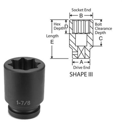 GRE4548SD image(0) - Grey Pneumatic 1" Drive x 1-1/2" Deep - 8 Point Socket