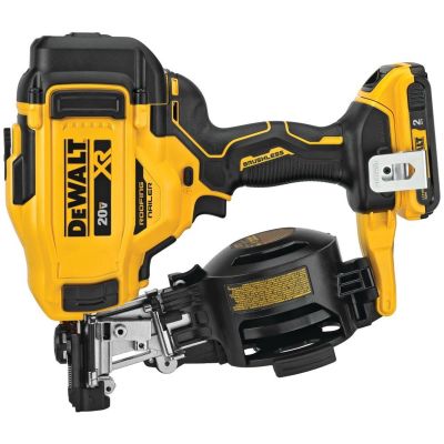DWTDCN45RND1 image(0) - DeWalt 20V MAX* 15&deg; Cordless Coil Roofing Nailer Kit