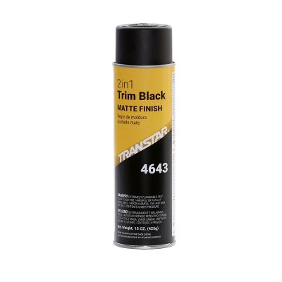 TRP4643 image(0) - Transtar Autobody Products 4643 2-in-1 Trim Paint Aerosol Can - 16 oz Net Weight - Matte Black