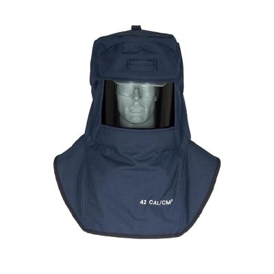 OBRLAN4-C image(0) - OBERON Hood with Hard Cap - Arc Flash - 40 Cal LAN - Color: Navy Blue - Window: True Color Grey (TCG)